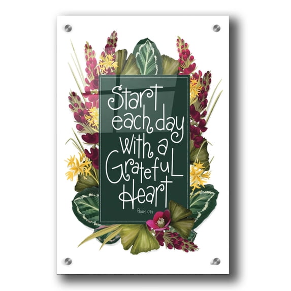 Epic Art 'Grateful Heart' by House Fenway, Acrylic Glass Wall Art, 24"x36"
