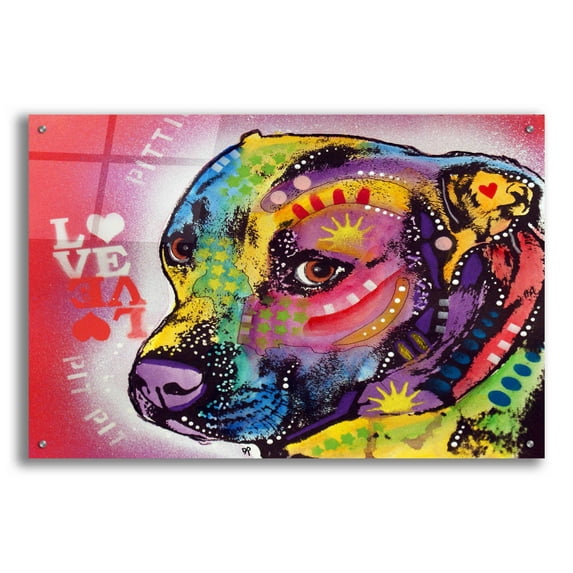 Epic Art 'Gratitude Pit Bull Pittie Love ' by Dean Russo, Acrylic Glass Wall Art, 36"x24"
