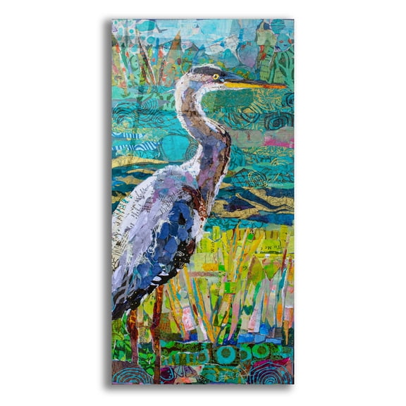 Epic Art 'Great Blue Heron 2' by St. Hilaire Elizabeth, Acrylic Glass Wall Art, 12"x24"