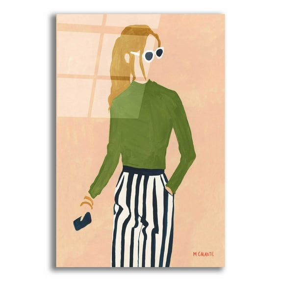 Epic Art 'Green Mockneck' by Megan Galante, Acrylic Glass Wall Art, 16"x24"