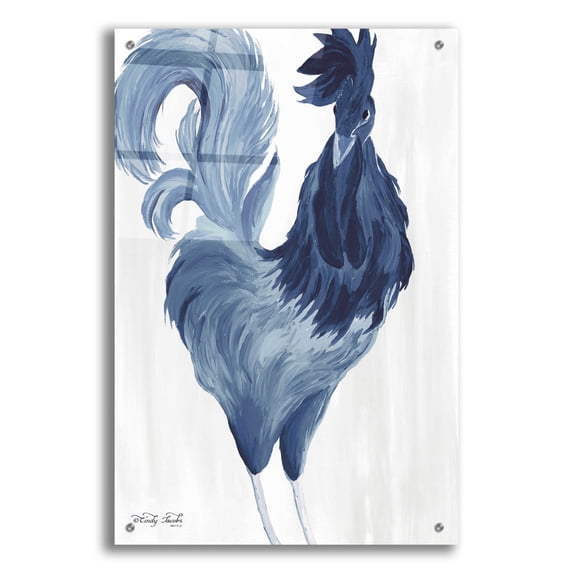 Epic Art 'Green & Purple Rooster I' by Cindy Jacobs, Acrylic Glass Wall Art, 24"x36"