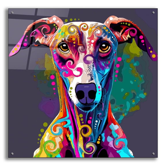 Epic Art 'Greyhound' by Dean Russo Acrylic Glass Wall Art, 36" x 36"