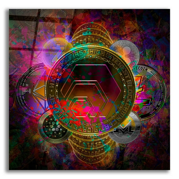 Epic Art 'HEX Crypto Pyramid,' Acrylic Glass Wall Art, 12"x12"