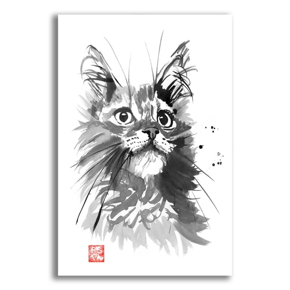 Epic Art 'Hairy Cat' by Pechane, Acrylic Glass Wall Art, 12"x16"