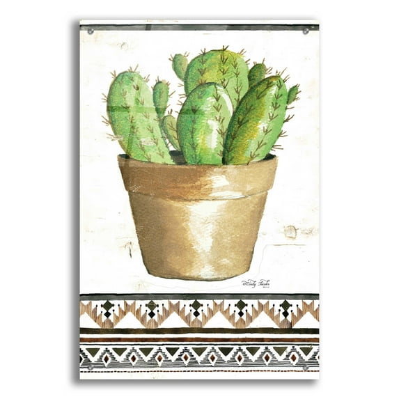 Epic Art 'Happy Cactus' by Cindy Jacobs, Acrylic Glass Wall Art, 24"x36"