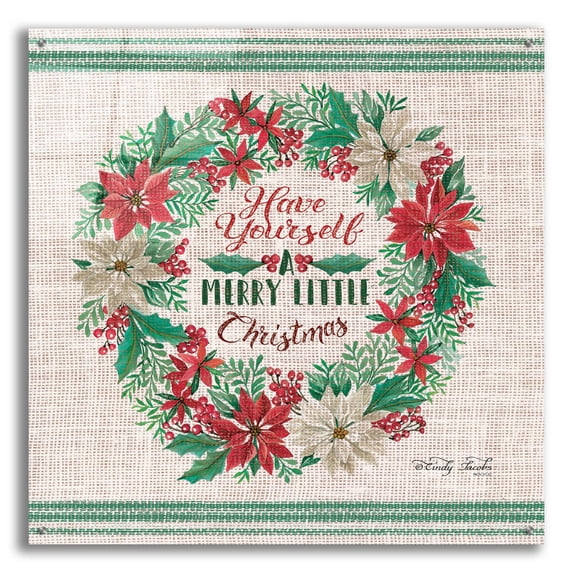 Epic Art 'Have Yourself a Merry Little Christmas Embroidery' by Cindy Jacobs, Acrylic Glass Wall Art, 36"x36"
