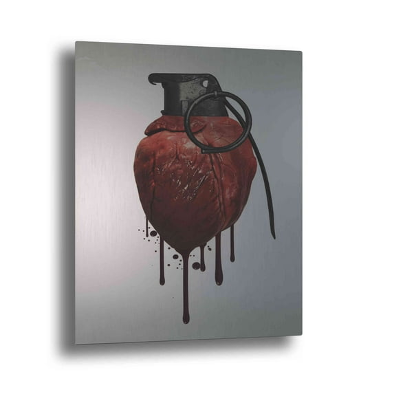 Epic Art "Heart Grenade" by Nicklas Gustafsson, on Brushed Aluminum, 30"x45"