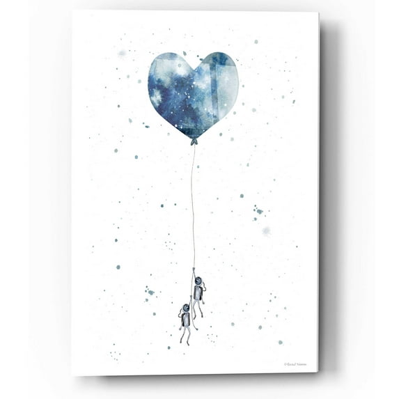 Epic Art 'Heart on Balloon' by Rachel Nieman, Acrylic Glass Wall Art, 12"x16"
