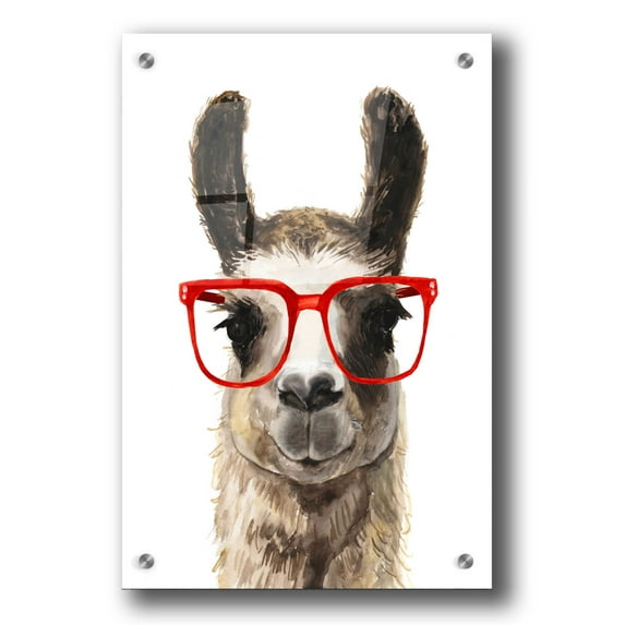 Epic Art 'Hip Llama I' by Victoria Borges, Acrylic Glass Wall Art, 24"x36"