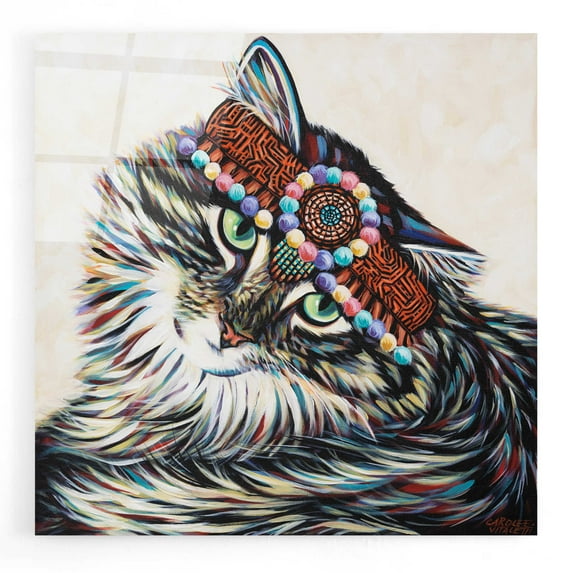 Epic Art 'Hippie Cat I' by Carolee Vitaletti, Acrylic Glass Wall Art, 12"x12"