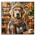 thumbnail image 1 of Epic Art 'Hipster Dog - Golden Retriever' by Rey Klimt Acrylic Glass Wall Art, 24" x 24", 1 of 8