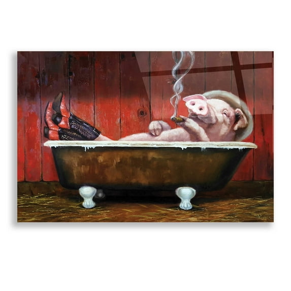 Epic Art 'Hog Heaven' by Lucia Heffernan, Acrylic Glass Wall Art, 24"x16"