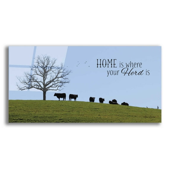 Epic Art 'Home Is Where Your Herd Is' by Lori Deiter, Acrylic Glass Wall Art, 24"x12"