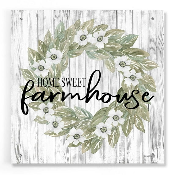 Epic Art 'Home Sweet Farmhouse Wreath' by Cindy Jacobs, Acrylic Glass Wall Art, 24"x24"