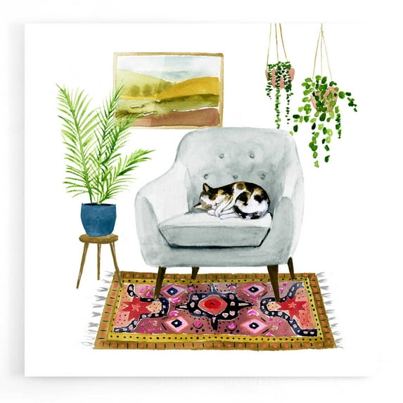 Epic Art 'Homebody II' by Victoria Borges, Acrylic Glass Wall Art, 12"x12"