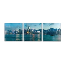 Epic Art 'Hong Kong Twilight' by Epic Portfolio, Acrylic Glass Wall Art, 3 Piece Set, 72" x 24"