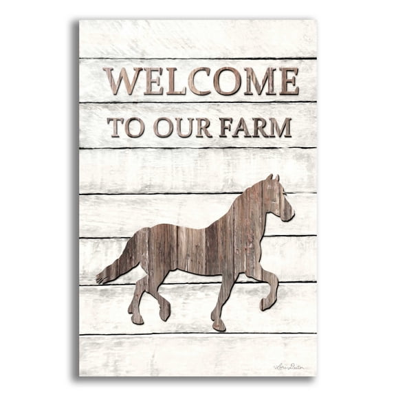 Epic Art 'Horse Welcome to Our Farm' by Lori Deiter Acrylic Glass Wall Art, 12"x16"