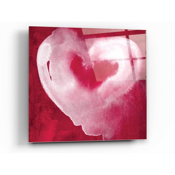 Epic Art 'Hot Pink Heart' by Linda Woods, Acrylic Glass Wall Art, 24"x24"