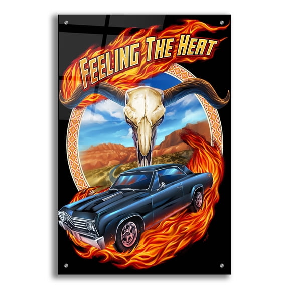 Epic Art 'Hot Rod Steer Skull Illustration' by Flyland Designs, Acrylic Glass Wall Art, 24"x36"