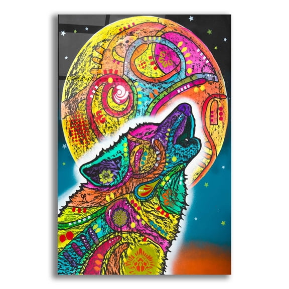 Epic Art 'Howling Wolf' by Dean Russo, Acrylic Glass Wall Art, 12"x16"