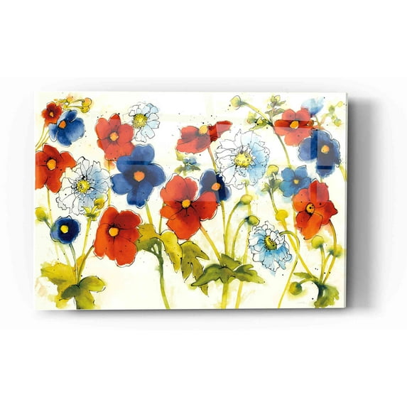 Epic Art 'Independent Blooms I' by Shirley Novak, Acrylic Glass Wall Art, 12"x16"