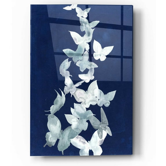 Epic Art 'Indigo Butterfly Falls II' by Grace Popp, Acrylic Wall Glass, 12"x16"