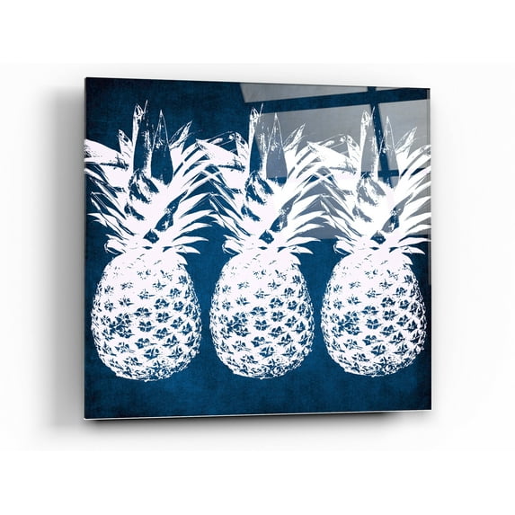 Epic Art 'Indigo Pineapple' by Linda Woods, Acrylic Glass Wall Art, 36"x36"