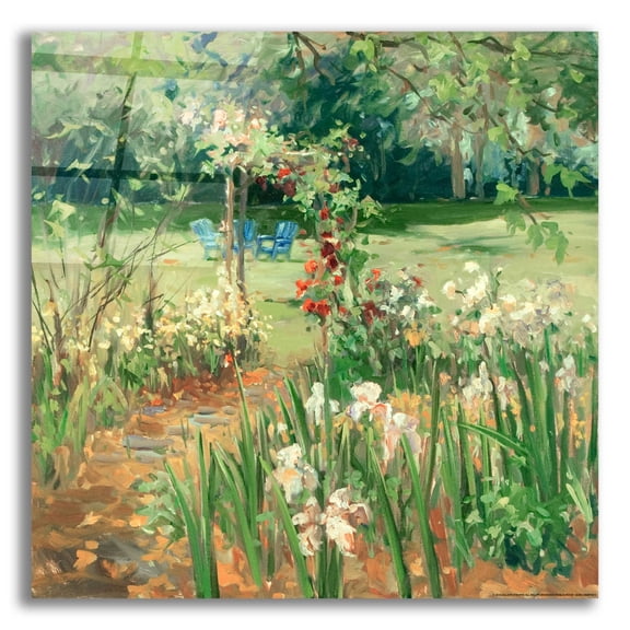 Epic Art 'Iris Garden' by Allayn Stevens, Acrylic Glass Wall Art, 12"x12"