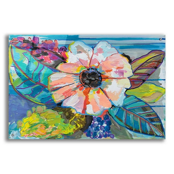 Epic Art 'Island Flowers' by Jeanette Vertentes, Acrylic Glass Wall Art, 36"x24"
