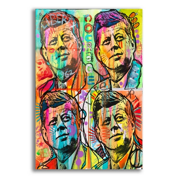 Epic Art 'JFk 4 up' by Dean Russo, Acrylic Glass Wall Art, 24"x36"