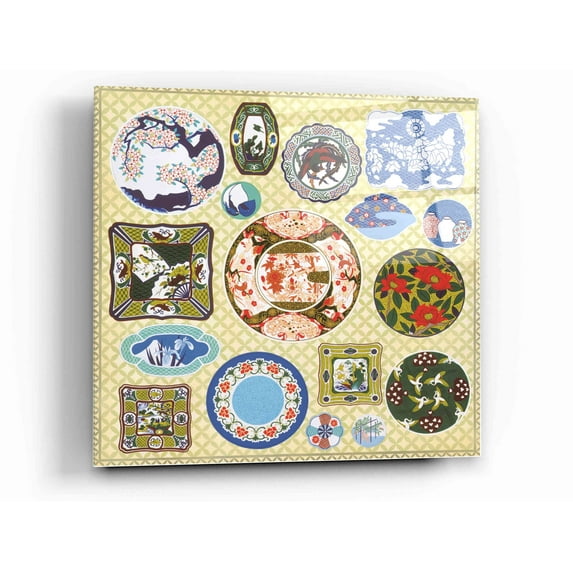 Epic Art 'Japanese Antique Plates' by Zigen Tanabe, Acrylic Glass Wall Art, 12"x12"