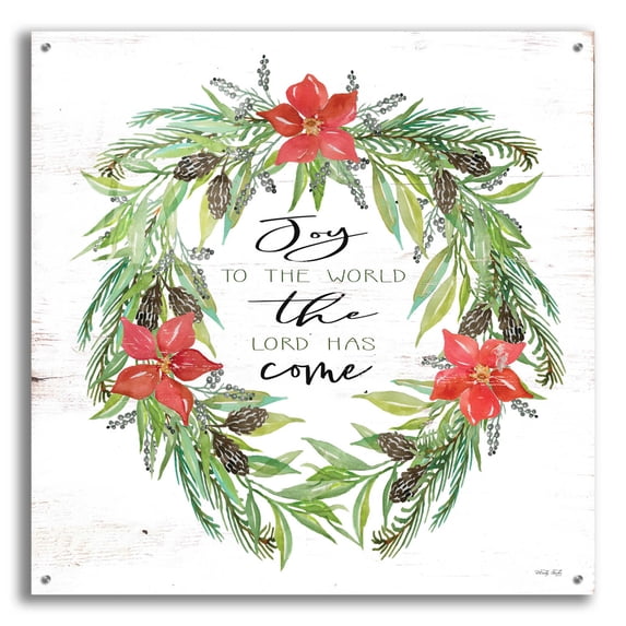 Epic Art 'Joy to the World Wreath' by Cindy Jacobs, Acrylic Glass Wall Art, 36"x36"