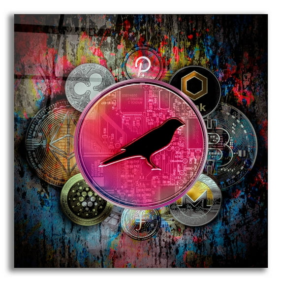 Epic Art 'KSM Crypto-Kusama Coin,' Acrylic Glass Wall Art, 12"x12"