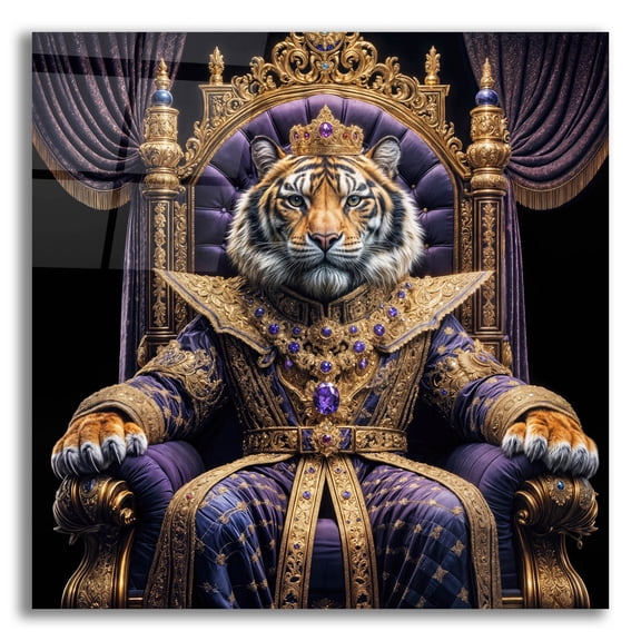 Epic Art 'King Tiger' by Rey Klimt Acrylic Glass Wall Art, 12" x 12"