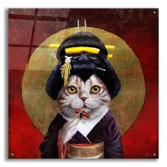 Epic Art 'Kyoto Kitty' by Lucia Heffernan, Acrylic Glass Wall Art, 36"x36"