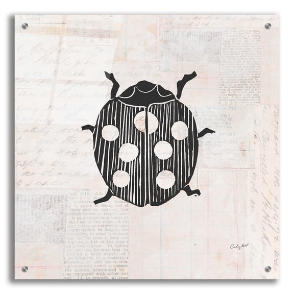 Epic Art 'Ladybug Stamp BW by Courtney Prahl, Acrylic Glass Wall Art, 24"x24"