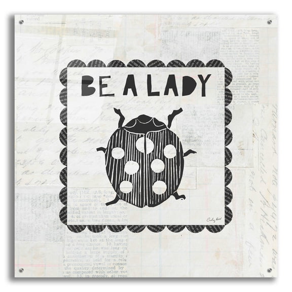 Epic Art 'Ladybug Stamp Be A Lady by Courtney Prahl, Acrylic Glass Wall Art, 36"x36"
