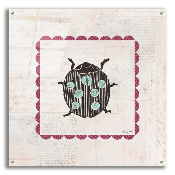 Epic Art 'Ladybug Stamp Bright by Courtney Prahl, Acrylic Glass Wall Art, 36"x36"