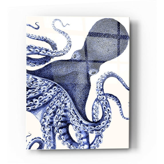 Epic Art 'Landscape Blue Octopus' by Fab Funky Acrylic Glass Wall Art, 24"x36"