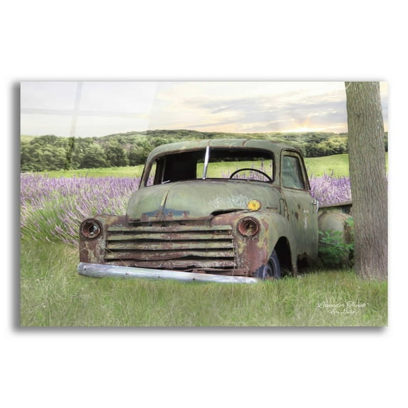 Epic Art 'Lavender Truck' by Lori Deiter Acrylic Glass Wall Art, 16"x12"