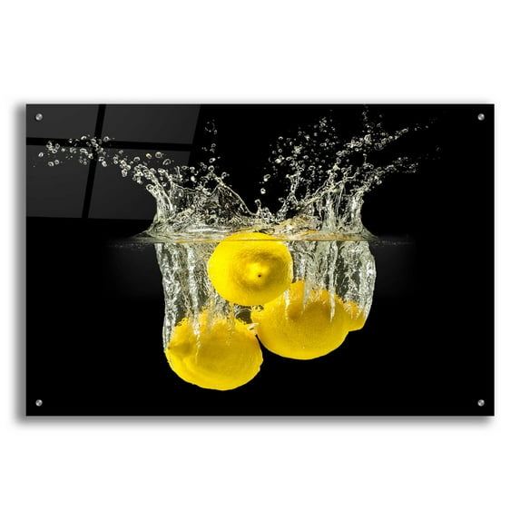 Epic Art 'Lemon Splash' by Epic Portfolio, Acrylic Glass Wall Art, 36"x24"