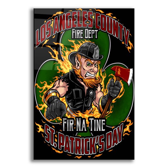 Epic Art 'Leprechaun fire-fighter 2016' by Flyland Designs, Acrylic Glass Wall Art, 16"x24"