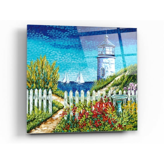 Epic Art 'Lighthouse Retreat I' by Carolee Vitaletti Acrylic Glass Wall Art, 36"x36"