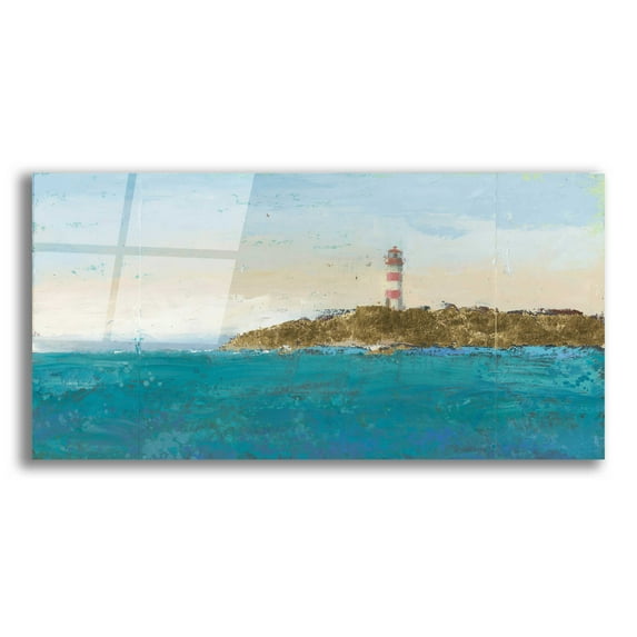 Epic Art 'Lighthouse Seascape I' by James Wiens, Acrylic Glass Wall Art, 24"x12"