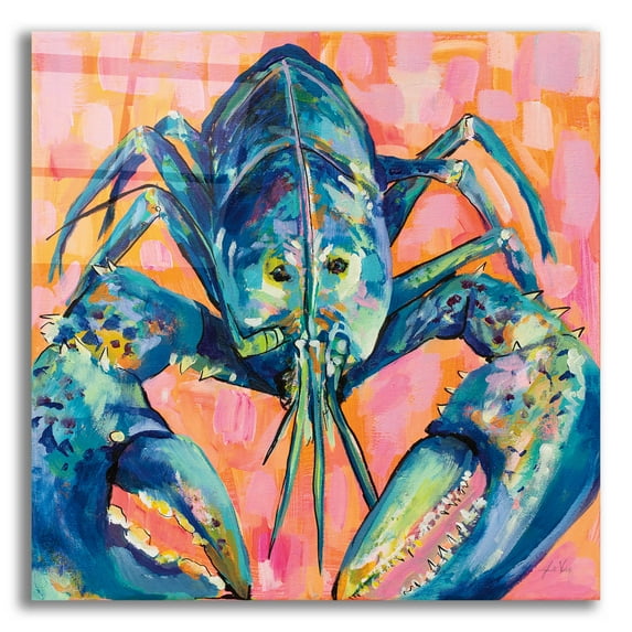 Epic Art 'Lilly Lobster I' by Jeanette Vertentes, Acrylic Glass Wall Art, 12"x12"