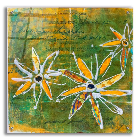 Epic Art 'Lime Blooms' by St. Hilaire Elizabeth, Acrylic Glass Wall Art, 24"x24"