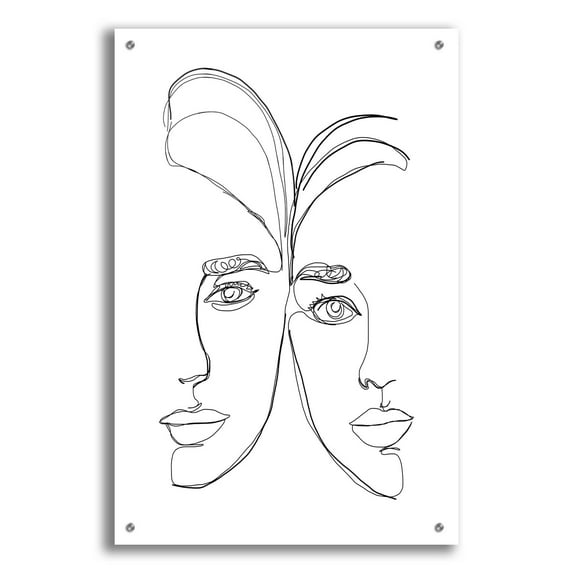 Epic Art 'Linear Couple Women Portrait' by Sabrina Balbuena, Acrylic Glass Wall Art, 24"x36"