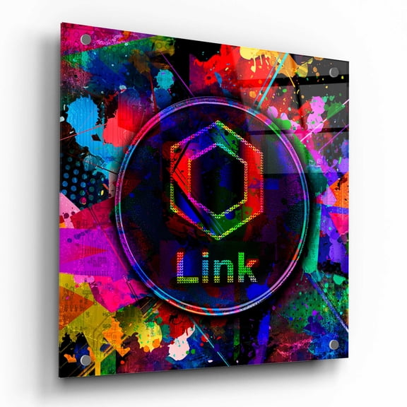 Epic Art 'Link Crypto Coin Color' Acrylic Glass Wall Art, 36"x36"