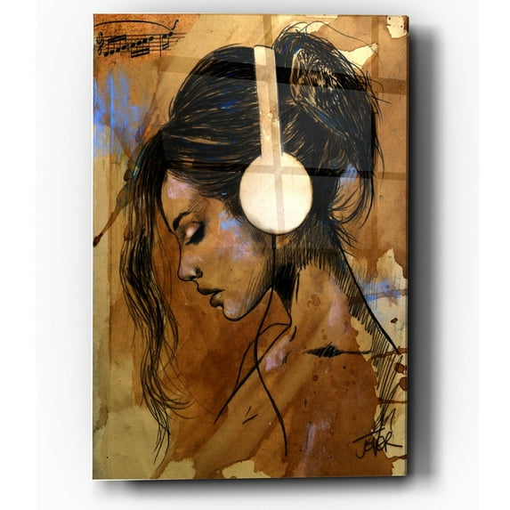 Epic Art 'Listen Listen' by Loui Jover, Acrylic Glass Wall Art, 12"x16"