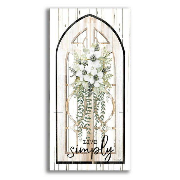 Epic Art 'Live Simply' by Cindy Jacobs, Acrylic Glass Wall Art, 12"x24"